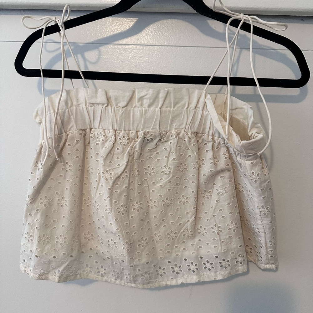 Cotton On Cream Eyelet Camisole Top with tie straps